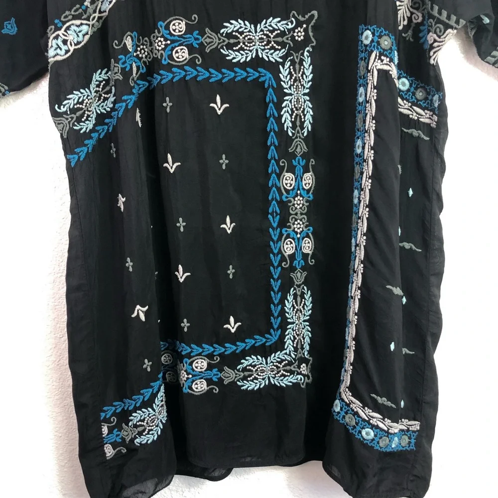 Johnny Was Black Tunic with Colorful Embroidery-SO PRETTY! - Picture 3 of 8